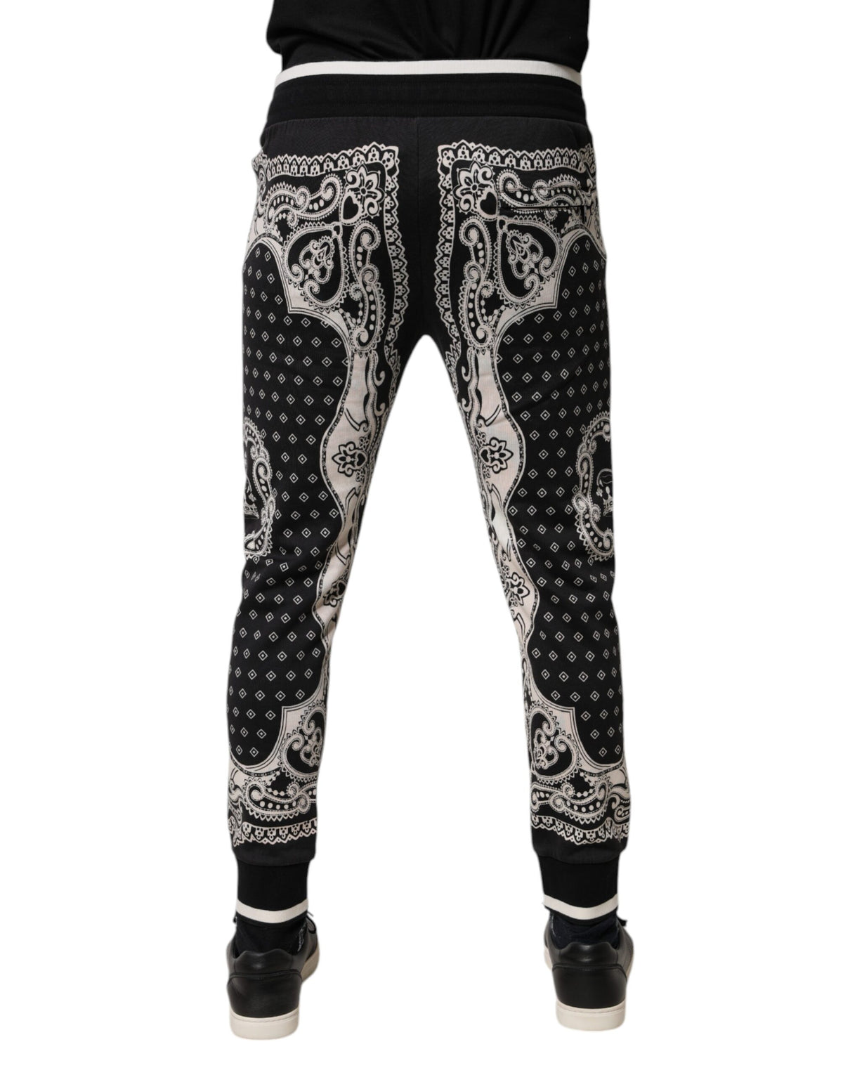 Dolce & Gabbana Men's Athletic Regular Fit Cotton Jogger Sweatpants - Black White Print