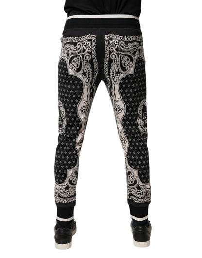 Dolce & Gabbana Men's Athletic Regular Fit Cotton Jogger Sweatpants - Black White Print