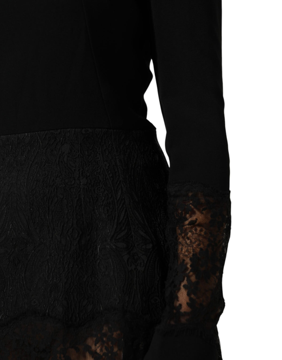Dolce & Gabbana Women's A Line Sheath Cocktail Long-Sleeve Polyamide Polyester Cotton & Silk Dress - Black Floral