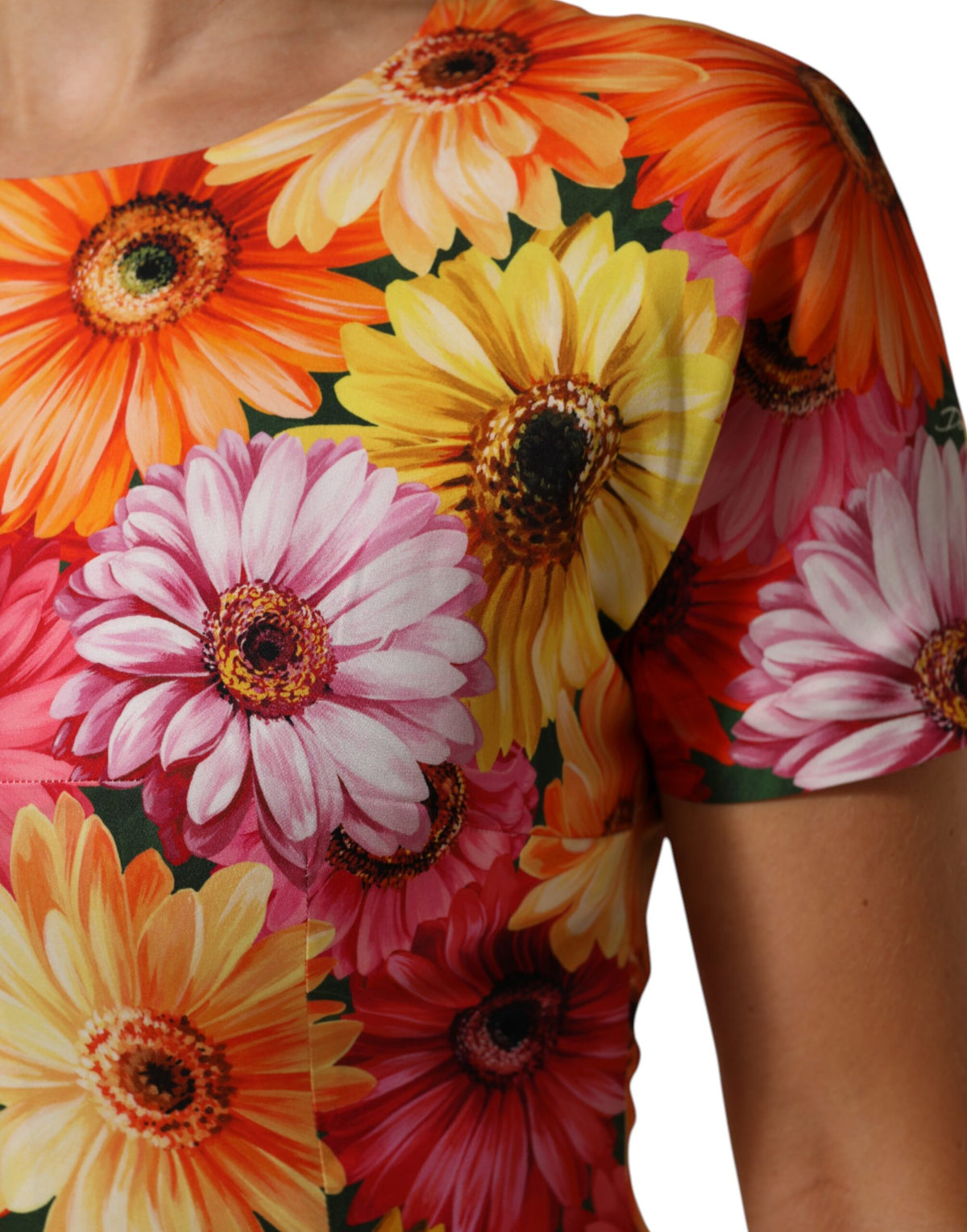 Dolce & Gabbana Women's Sheath Short-Sleeve Silk Midi Short Dress - Multicolor Patterned Floral Print