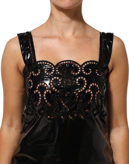 Dolce & Gabbana Women's A Line Sheath Cocktail Sleeveless Polyamide & Polyester Mini Dress - Black