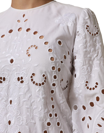 Dolce & Gabbana Women's A Line Sheath Cocktail Long-Sleeve Cotton Polyester Short Mini Dress - White
