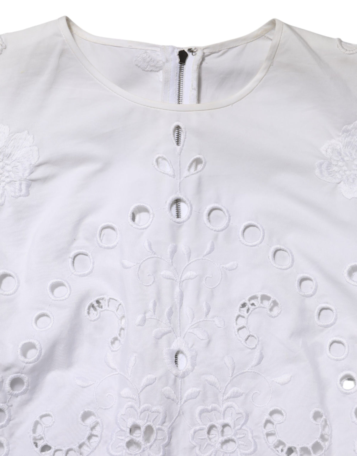 Dolce & Gabbana Women's A Line Sheath Cocktail Long-Sleeve Cotton Polyester Short Mini Dress - White