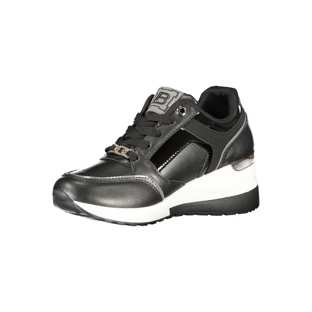 Athletic Sneakers by Laura Biagiotti for women in polyester & polyethylene black presents a sleek silhouette, perfectly capturing the athletic style essence of Women's Athletic Polyester & Polyethylene Sneakers with its sleek design and premium finish.