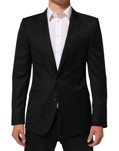 Dolce & Gabbana Men's Single Breasted Silk & Virgin Wool Blazer - Black