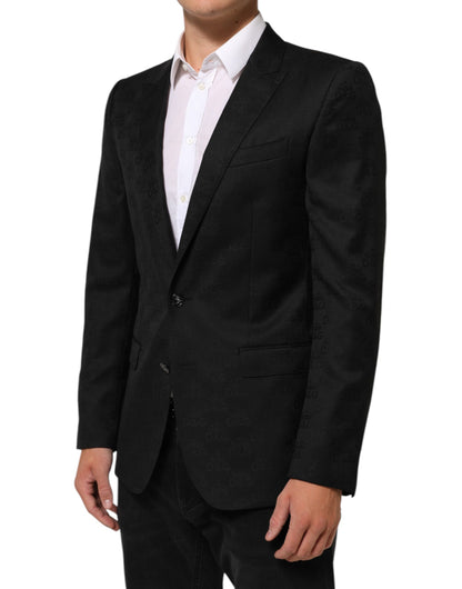 Dolce & Gabbana Men's Single Breasted Silk & Virgin Wool Blazer - Black