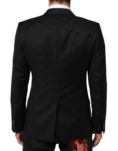Dolce & Gabbana Men's Single Breasted Silk & Virgin Wool Blazer - Black