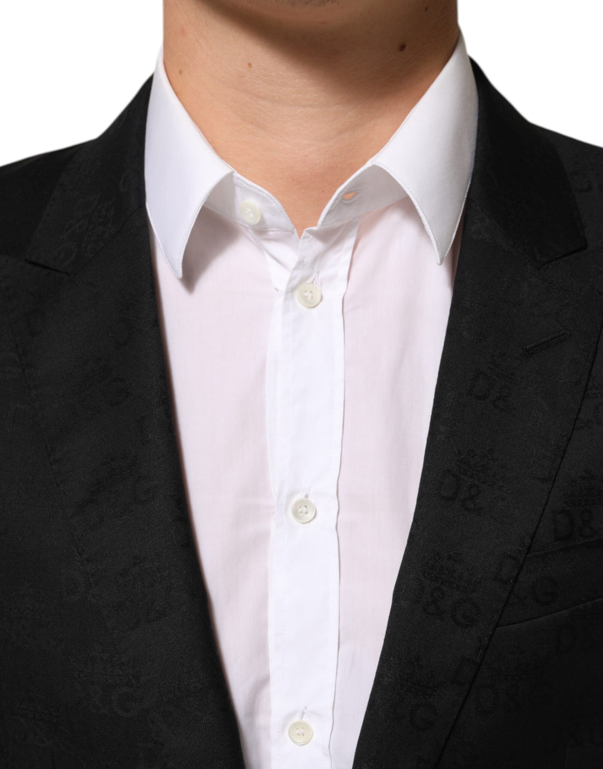 Dolce & Gabbana Men's Single Breasted Silk & Virgin Wool Blazer - Black