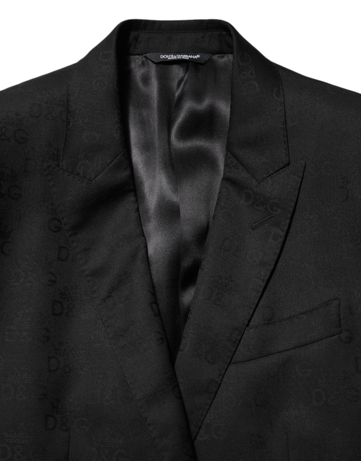 Dolce & Gabbana Men's Single Breasted Silk & Virgin Wool Blazer - Black