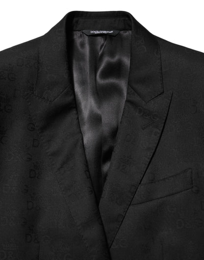 Dolce & Gabbana Men's Single Breasted Silk & Virgin Wool Blazer - Black
