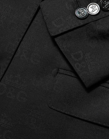 Dolce & Gabbana Men's Single Breasted Silk & Virgin Wool Blazer - Black