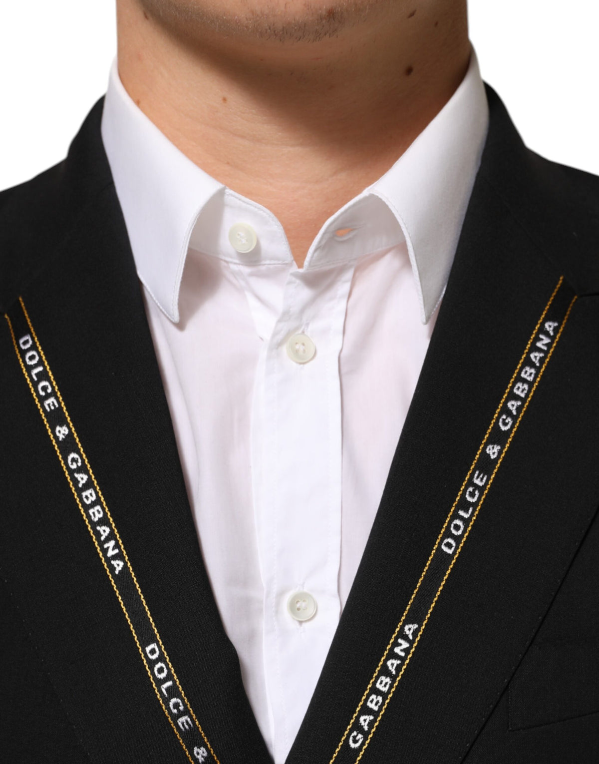 Dolce & Gabbana Men's Double Breasted Silk Wool & Elastane Blazer - Black Signature