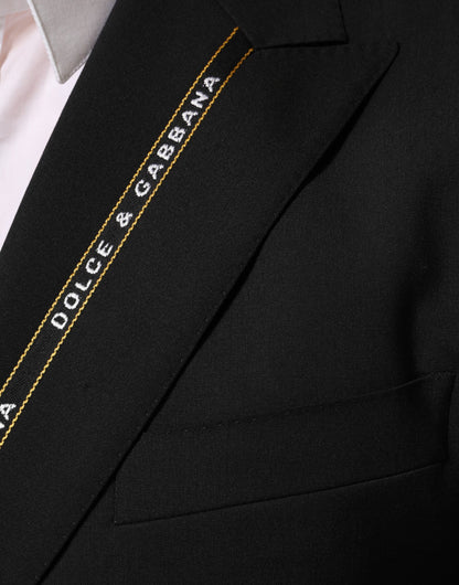 Dolce & Gabbana Men's Double Breasted Silk Wool & Elastane Blazer - Black Signature