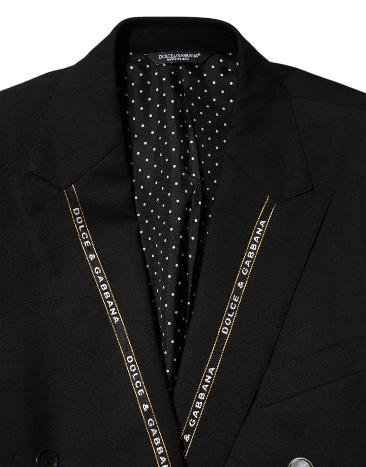 Dolce & Gabbana Men's Double Breasted Silk Wool & Elastane Blazer - Black Signature