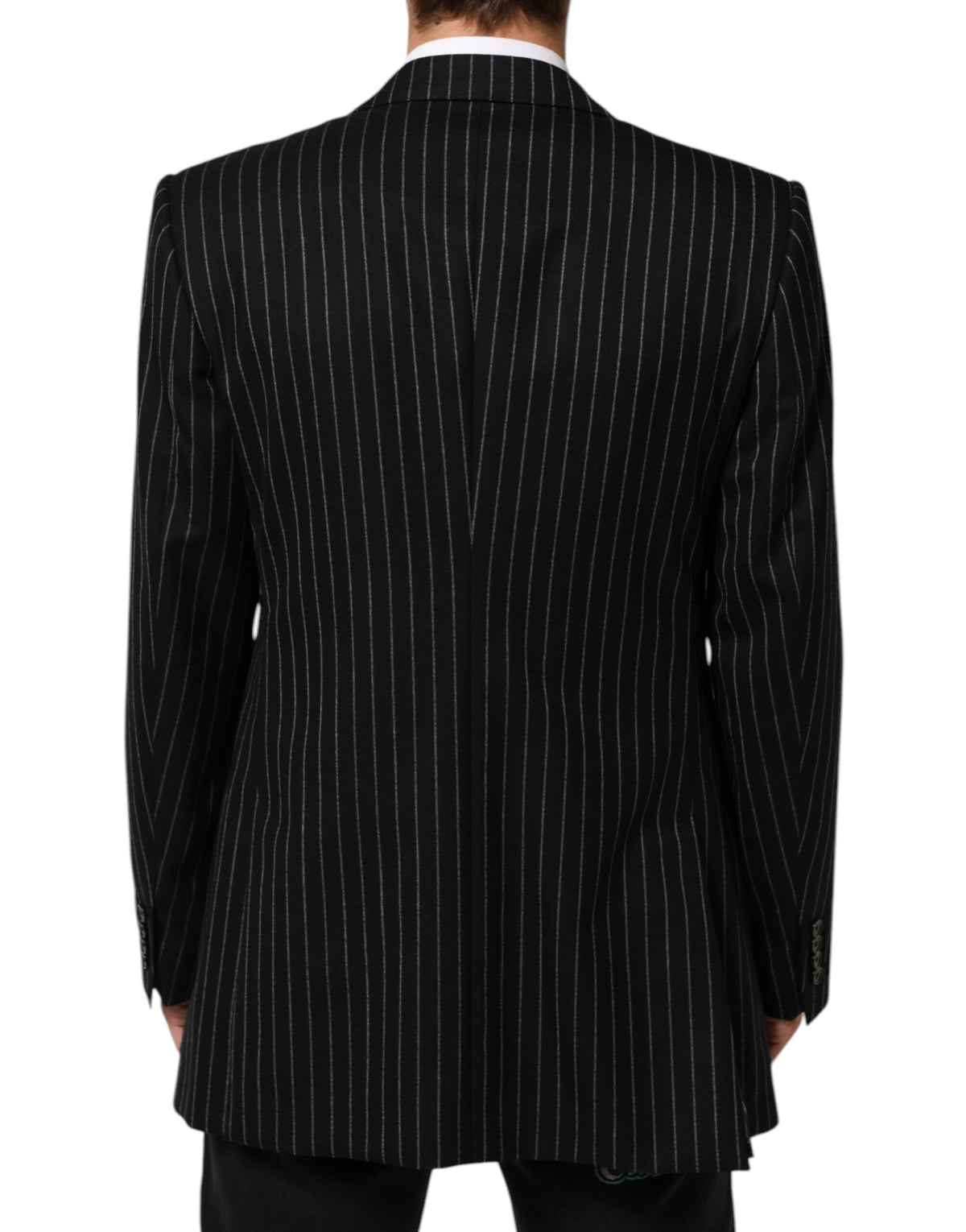 Dolce & Gabbana Men's Polyester Silk & Wool Blazer - Black Striped