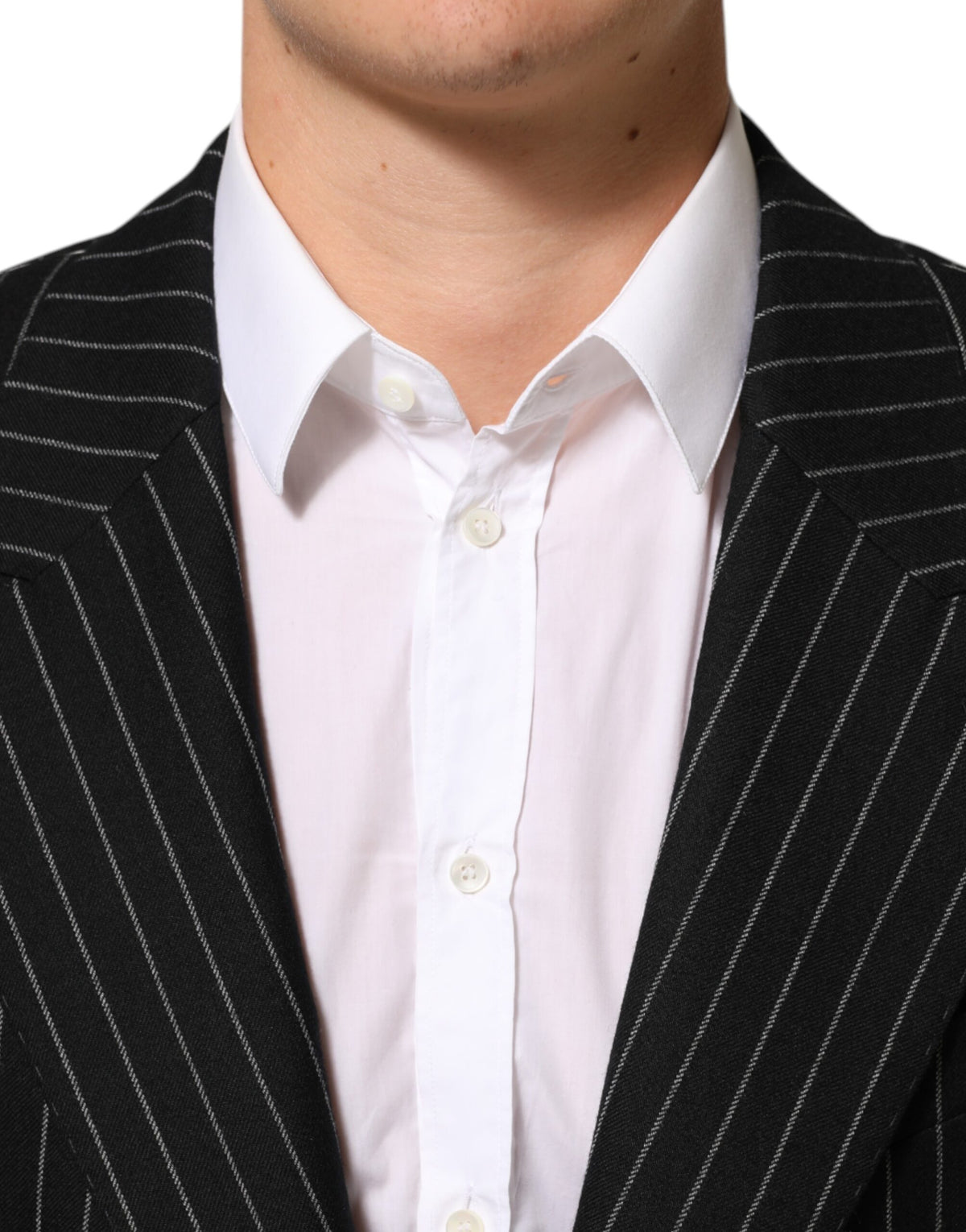 Dolce & Gabbana Men's Polyester Silk & Wool Blazer - Black Striped