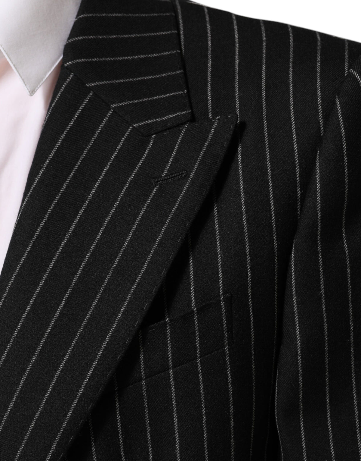 Dolce & Gabbana Men's Polyester Silk & Wool Blazer - Black Striped