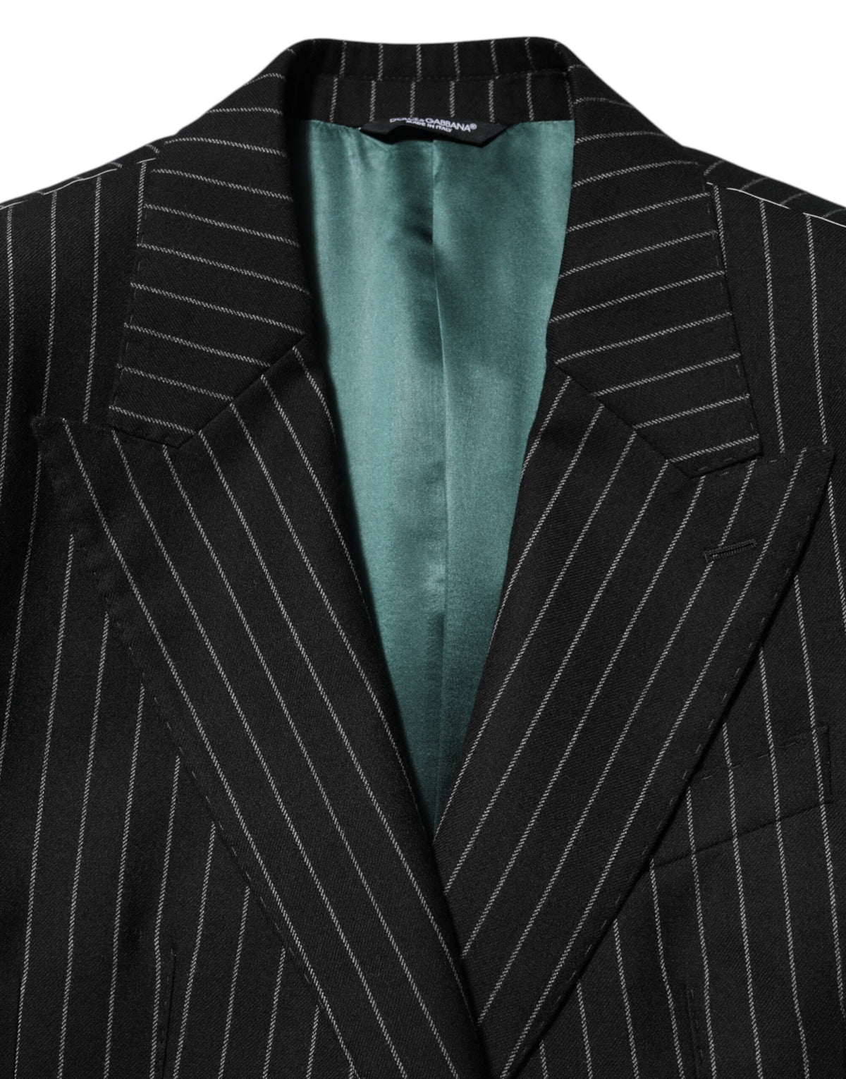 Dolce & Gabbana Men's Polyester Silk & Wool Blazer - Black Striped