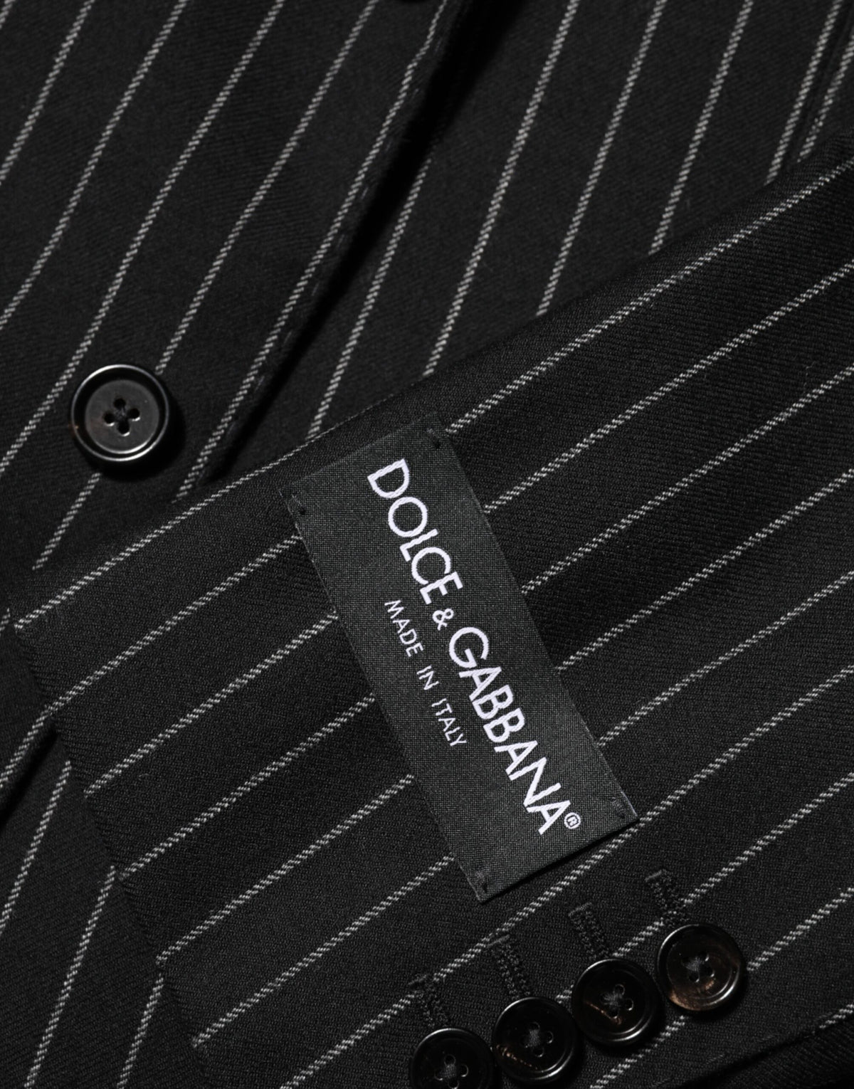 Dolce & Gabbana Men's Polyester Silk & Wool Blazer - Black Striped