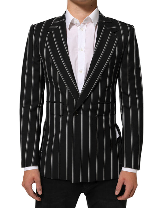 Dolce & Gabbana Men's Virgin Wool & Viscose Blazer - Black Pinstripe Striped