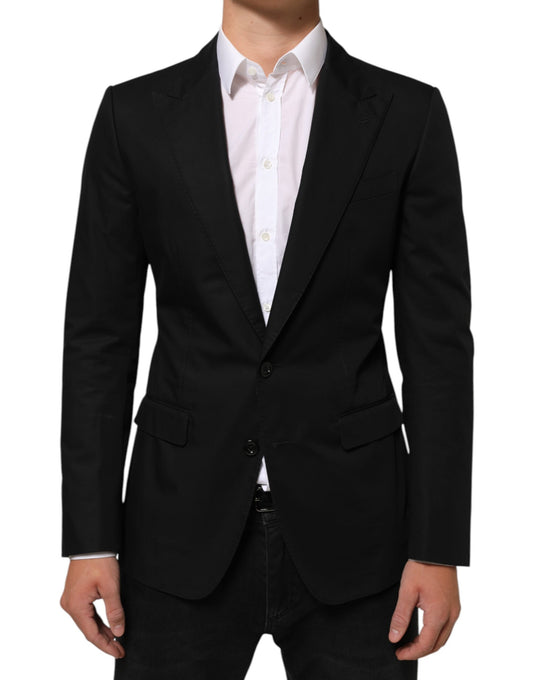 Dolce & Gabbana Men's Single Breasted Cotton Silk & Wool Blazer - Black