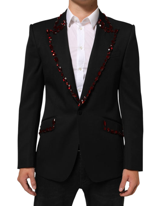 Dolce & Gabbana Men's Virgin Wool Silk Polyester & Cupro Blazer - Black