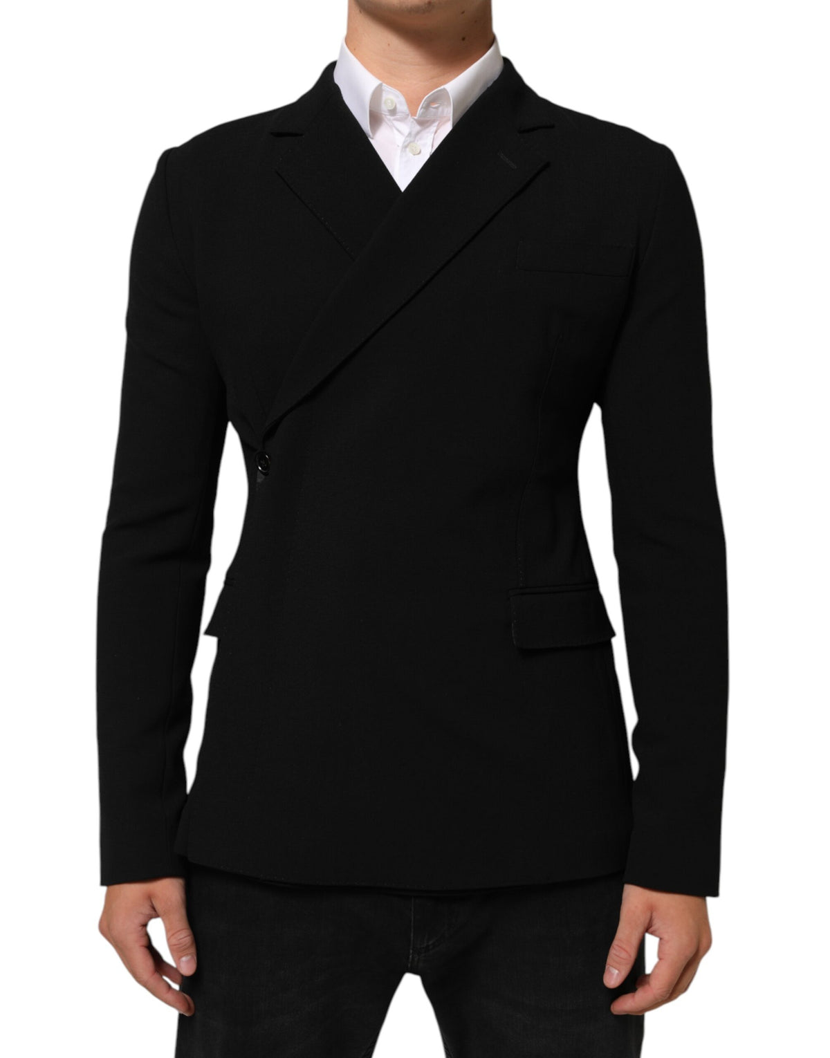 Dolce & Gabbana Men's Double Breasted Virgin Wool Silk & Elastane Blazer - Black
