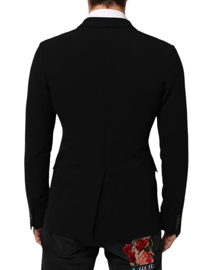 Dolce & Gabbana Men's Double Breasted Virgin Wool Silk & Elastane Blazer - Black