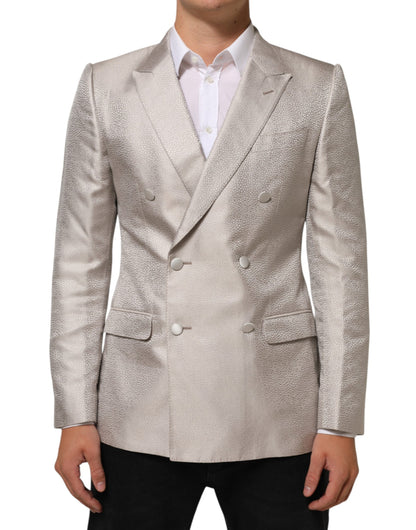 Dolce & Gabbana 9 To 5 Men's Double Breasted Silk & Viscose Blazer - Beige Signature