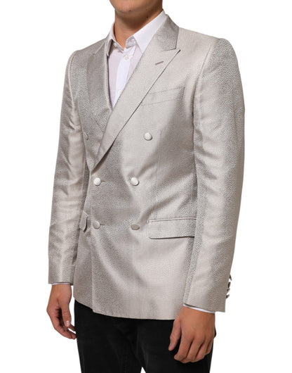 Dolce & Gabbana 9 To 5 Men's Double Breasted Silk & Viscose Blazer - Beige Signature