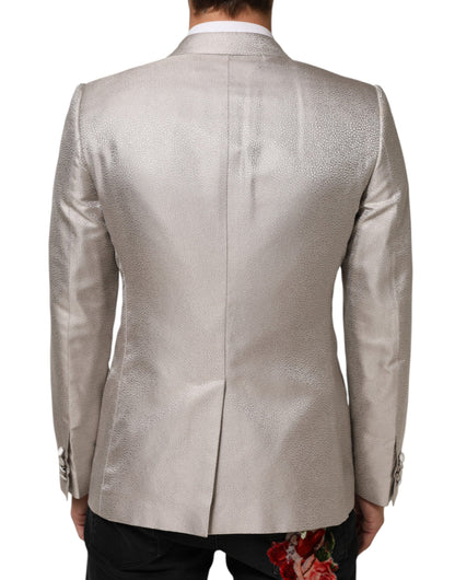 Dolce & Gabbana 9 To 5 Men's Double Breasted Silk & Viscose Blazer - Beige Signature