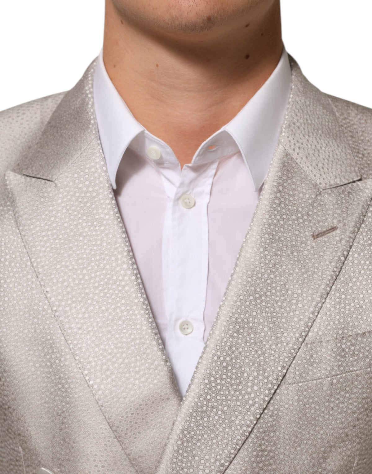 Dolce & Gabbana 9 To 5 Men's Double Breasted Silk & Viscose Blazer - Beige Signature