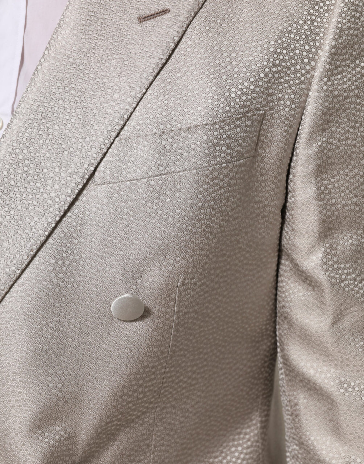 Dolce & Gabbana 9 To 5 Men's Double Breasted Silk & Viscose Blazer - Beige Signature