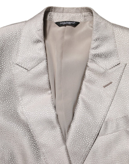 Dolce & Gabbana 9 To 5 Men's Double Breasted Silk & Viscose Blazer - Beige Signature