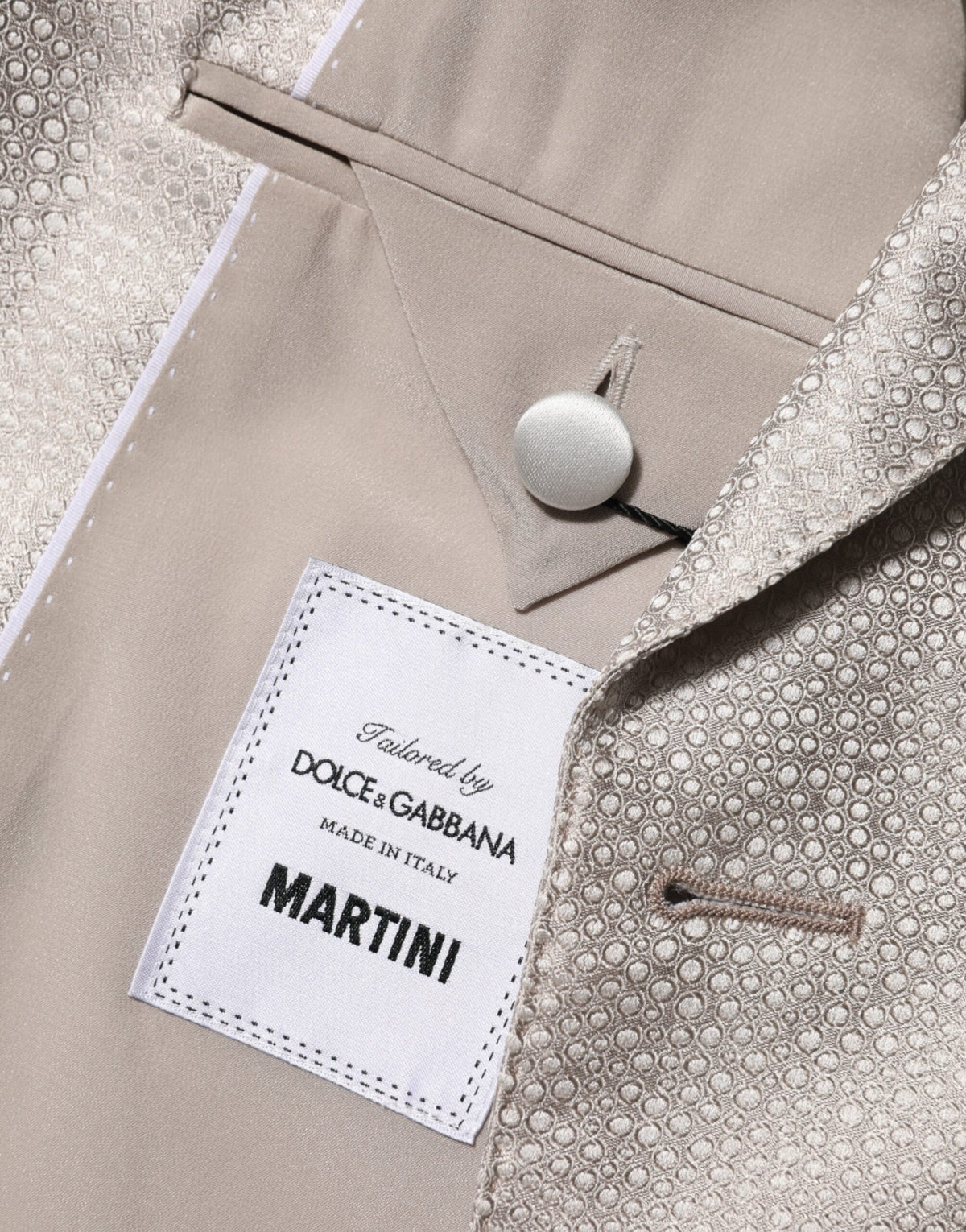 Dolce & Gabbana 9 To 5 Men's Double Breasted Silk & Viscose Blazer - Beige Signature
