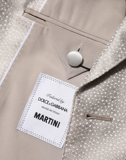 Dolce & Gabbana 9 To 5 Men's Double Breasted Silk & Viscose Blazer - Beige Signature