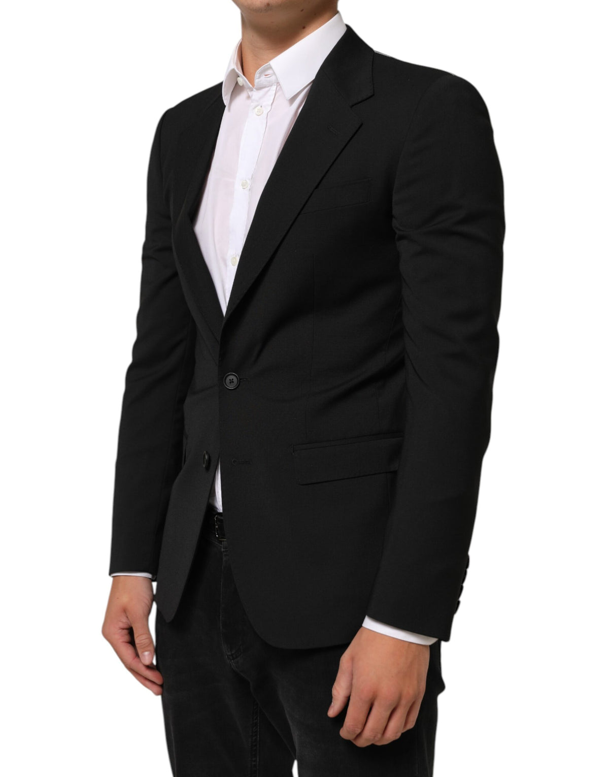 Dolce & Gabbana Men's Polyester Viscose Wool Blazer - Black