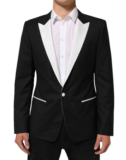 Dolce & Gabbana Women's Virgin Wool Viscose Silk & Polyester Blazer - Black White Signature
