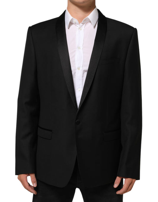 Dolce & Gabbana Men's Virgin Wool Viscose Silk & Polyester Blazer - Black Gold