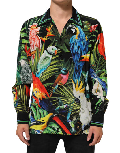 Dolce & Gabbana Men's Relaxed Fit Regular Long-Sleeve Silk Shirt - Multicolor Patterned Print