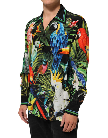 Dolce & Gabbana Men's Relaxed Fit Regular Long-Sleeve Silk Shirt - Multicolor Patterned Print