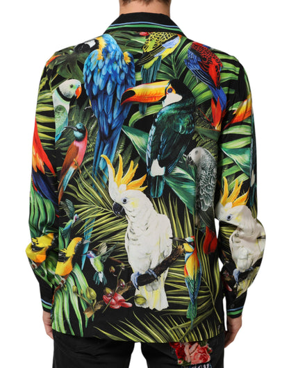 Dolce & Gabbana Men's Relaxed Fit Regular Long-Sleeve Silk Shirt - Multicolor Patterned Print