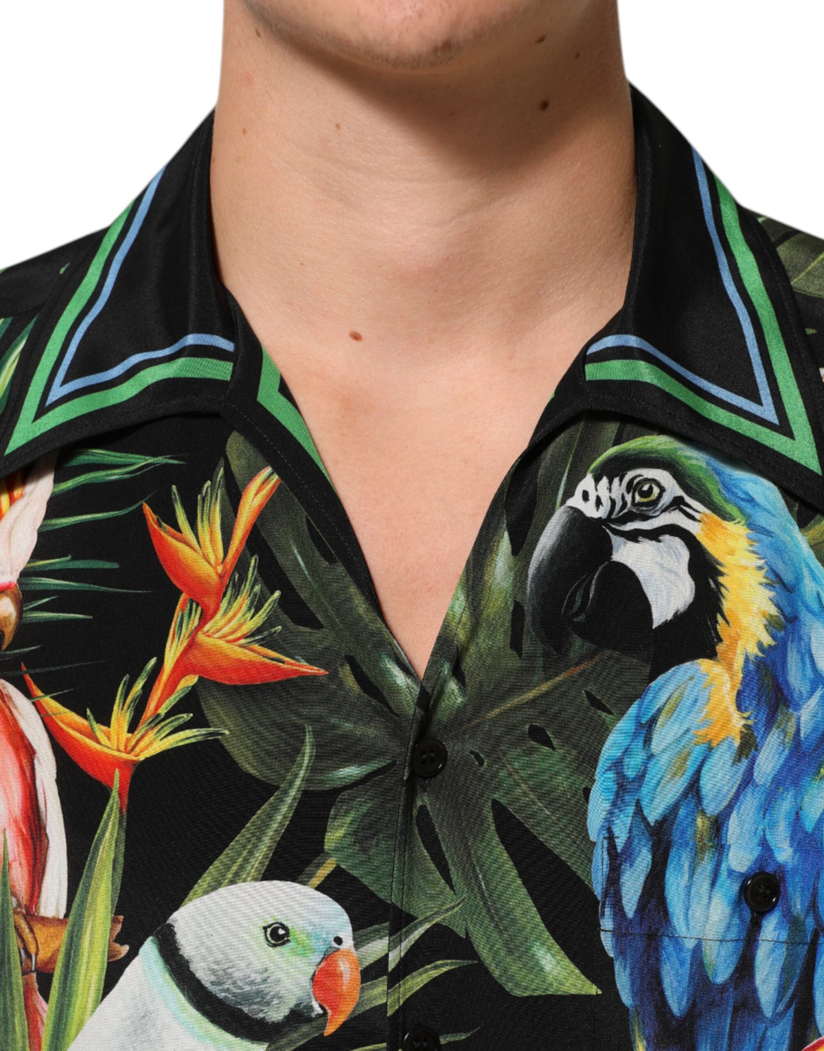 Dolce & Gabbana Men's Relaxed Fit Regular Long-Sleeve Silk Shirt - Multicolor Patterned Print