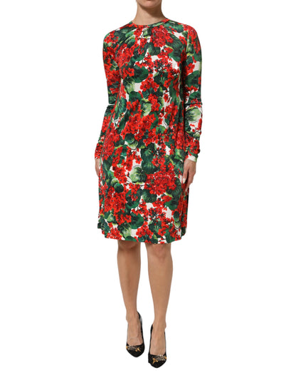 Dolce & Gabbana Women's Sheath Viscose Short Dress - Multicolor Patterned Floral Signature Print