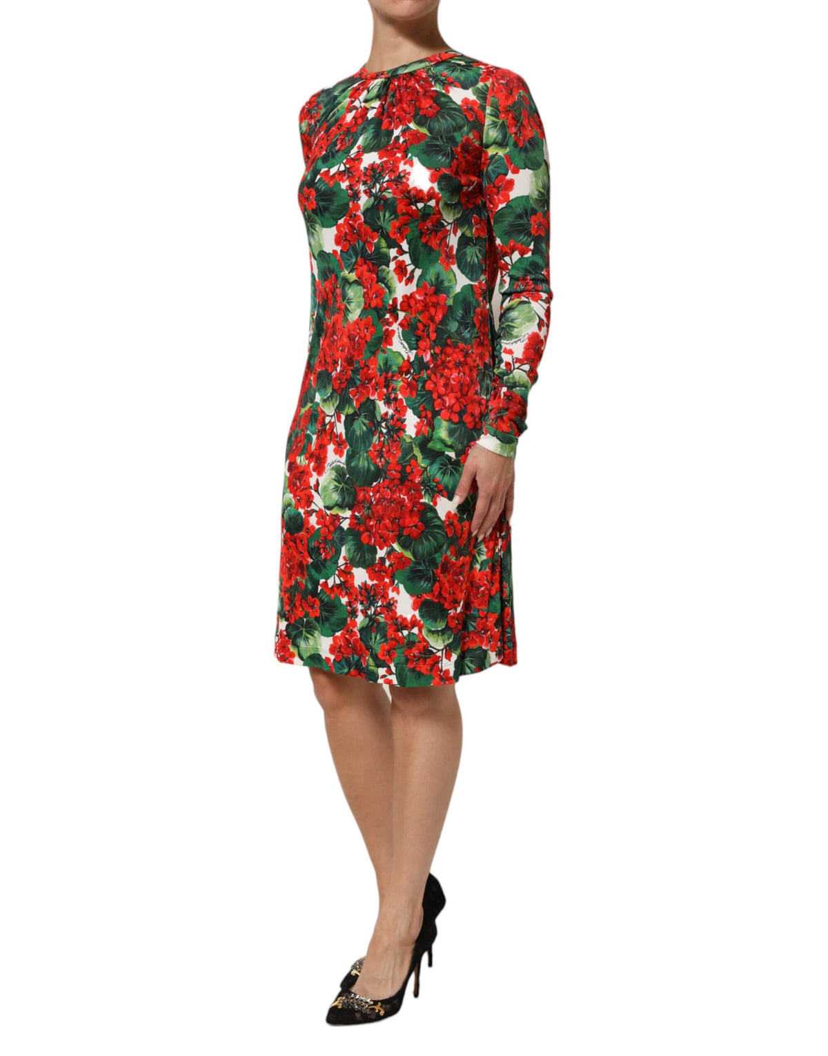 Dolce & Gabbana Women's Sheath Viscose Short Dress - Multicolor Patterned Floral Signature Print