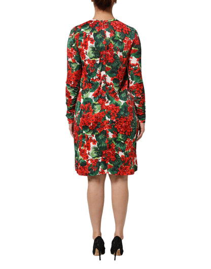 Dolce & Gabbana Women's Sheath Viscose Short Dress - Multicolor Patterned Floral Signature Print