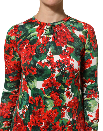 Dolce & Gabbana Women's Sheath Viscose Short Dress - Multicolor Patterned Floral Signature Print