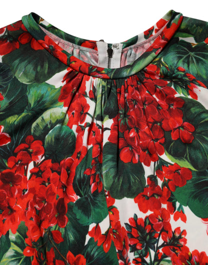 Dolce & Gabbana Women's Sheath Viscose Short Dress - Multicolor Patterned Floral Signature Print