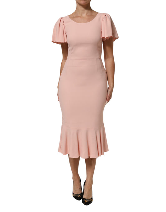 Dolce & Gabbana Women's Sheath Cocktail Short-Sleeve Silk Viscose & Acetate Midi Short Dress - Pink