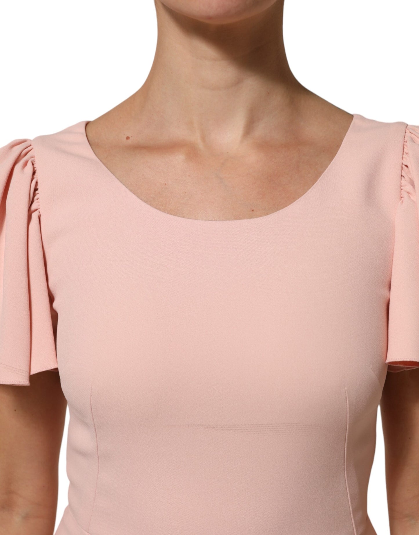 Dolce & Gabbana Pink Viscose Short Sleeves Sheath Midi Dress